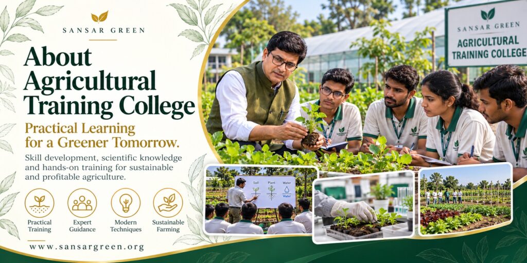 Sansar Green agricultural training college promoting practical learning in sustainable agriculture and organic farming